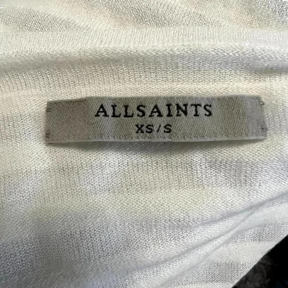 All Saints White Drape Front Blouse Tonal Stripe Size XS EUC - Picture 2 of 9